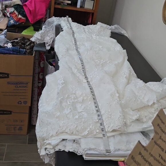 Liz Simon Designed in Calagary Kasey Ivory Wedding Dress with Train SZ 10 - Picture 15 of 15